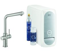 Grohe Blue Home Mitigeur monocommandé pour évier Starter Kit, portée 221mm, bec en L, avec fonction filtre et refroidissement, 31454DC1