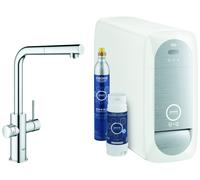 Grohe Blue Home Mitigeur monocommandé pour évier Starter Kit, portée 223mm, bec en L, extractible, avec fonction filtre et refroidissement, 31539000, Couleur: chrome
