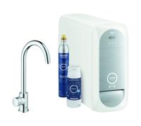 Grohe Blue Home Mono Mitigeur monocommandé pour évier Starter Kit, portée 153mm, bec en C, avec fonction filtre et refroidissement, 31498001, Couleur: chrome