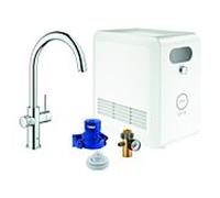 Grohe Blue Mélangeur de cuisine professionnel à levier unique 31323002 chrome, kit de démarrage, bec C, Bluetooth / WIFI