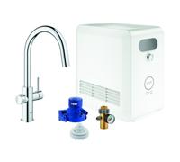 GROHE Blue Professional Mitigeur monocommandé pour évier Set, portée 219mm, bec C, avec fonction filtre et refroidissement, extractible, 31325002, Couleur: chrome