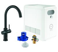 GROHE Blue Professional Mitigeur monocommandé pour évier Set, portée 224mm, bec C, avec fonction filtre et refroidissement, 31323KS2, Couleur: velvet noir