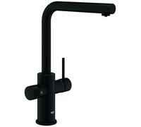 GROHE Blue Pure Minta Mitigeur monocommandé pour évier, portée 223mm, bec en L, extractible, 30590KF0, Couleur: Noir Fantôme