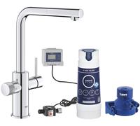 GROHE Blue Pure Minta Robinet de cuisine avec douchette extractible, avec filtre à 5 étages, taille S et compteurs, chromé