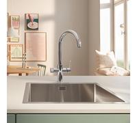GROHE Mitigeur d'évier Blue Pure BauCurve 30580000 – 3 voies pivotant 150°, chrome