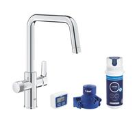 Grohe - Blue Pure Start mitigeur évier avec fonction filtration + Kit de démarrage avec filtre à charbon actif, chrome (G30596000)