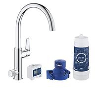 GROHE Blue Pure, Starter Kit, bec haut, orientable à 360° | Robinet filtrant à charbon actif, GROHE Zero sans plomb ni nickel, indicateur de changement du filtre (chrome, 30385000)
