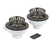 GROHE Bonde de vidage pour évier de cuisine à une cuve (avec couvercle de trop-plein et filtre à panier), anthracite brossé, 40997AL0