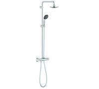 GROHE Colonne de douche avec mitigeur thermostatique Vitalio Start System 160, tête de douche ronde 160 mm, barre orientable, douchette Vitalio Start 2 jets, double protection anti-brûlure, chromé, 27960000 (Import Allemagne)