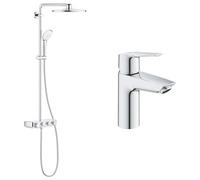 GROHE Colonne de douche thermostatique Euphoria SmartControl System 310 Duo 26507000 & QUICKFIX Start Robinet de salle de bains lavabo, mousseur économie d'eau, sans tirette