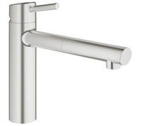 GROHE Concetto Mitigeur de Cuisine avec Douchette Extractible, Bec Medium, Rotation 100°, Supersteel 31129Dc1 (Import Allemagne)