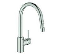 Grohe Concetto mitigeur d'évier monocommande 31483DC2 supersteel, bec verseur pivotant, double pomme de douche extractible