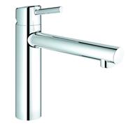 GROHE Concetto Mitigeur monocommandé pour évier, saillie 198mm, hauteur moyenne, orientable, 31128001, Couleur: chrome
