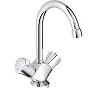 Grohe Costa 2 poignées mitigeur lavabo 21374001 chromé , bec tube pivotant, chaîne rétractable