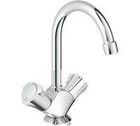 GROHE Costa Mitigeur monocommandé pour lavabos, saillie 137mm, orientable, deux poignées, chaînette escamotable, 21337001