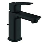 GROHE Cubeo Mitigeur monocommandé pour lavabo, S-Size, saillie 106mm, vidage à tirette, EcoMode, 1017302430, Couleur: Noir mat