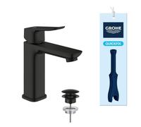 GROHE Mitigeur monocommande lavabo Dice Taille M - Bonde clic-clac, QuickTool inclus - Noir mat