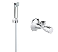 GROHE Ensemble de douche 1 jet avec support mural Tempesta-F Trigger Spray 30 27513001 & Robinet d'Arrêt 1/2 Pouces 22046000, Argent (Import Allemagne)