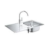 Grohe ensemble évier encastré 31562SD1 86x50cm, vasque 2000 , avec mitigeur monocommande, Inox