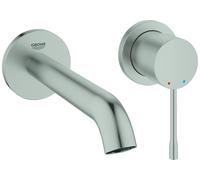 Grohe Essence, mitigeur lavabo 2 trous, saillie 183mm, montage mural, 29192DC1, Couleur: acier super