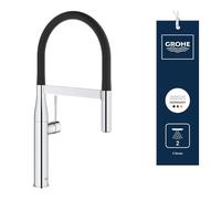 GROHE Essence Mitigeur monocommande pour Evier de cuisine (2 Jets, Douchette professionnelle extensible, fixation magnétique, pivotant à 360°), Chrome, 30294000