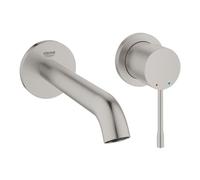 GROHE Essence New, mitigeur lavabo 2 trous, embout de bec orientable | Jet orientable individuellement, cartouche céramique SilkMove haut de gamme, montage facile (acier inox, 19408DC1)