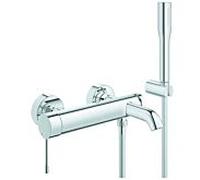 GROHE Mitigeur bain Essence 25249001 monocommande montage mural chrome avec set de douche