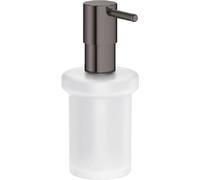 GROHE Essentials, distributeur de savon sans perçage, design raffiné | Distributeur de savon pour montage mural ou sur tablette, remplissage facile (anthracite, 40394A01)