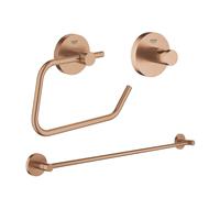 GROHE Essentials ensemble d’accessoires 3 pièces avec porte-serviettes, patère et porte-rouleau de papier toilette sans couvercle Brushed warm sunset sw98979/sw99003/sw99027/
