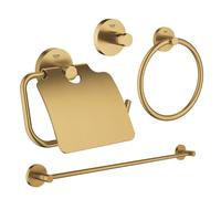 GROHE Essentials ensemble d’accessoires 4 pièces avec anneau porte-serviette, porte-serviettes, patère et porte-rouleau de papier toilette avec couvercle brushed cool sunrise sw98949/sw98979/sw99003/s