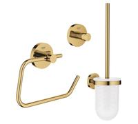 GROHE Essentials Ensemble d''accessoires pour toilettes 3 pièces avec porte-balai de toilettes, crochet porte-serviette et porte-rouleau de papier toilette sans clapet Cool sunrise sw99004/sw99028/sw9