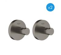 Grohe - Essentials Lot de 2 crochets muraux, Hard Graphite Brossé (40364AL1-DuoEssential)