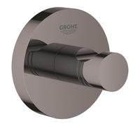 GROHE Essentials, patère salle de bain sans perçage, porte-serviette | Montage adhésif, tient sur carrelage et verre, surface GROHE StarLight (anthracite, 40364A01)