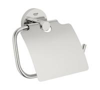 GROHE Porte-papier toilette Essentials 40367DC1 SuperSteel avec couvercle, fixation dissimulée