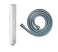 Grohe Euphoria Cube Stick Handbrause EcoJoy, wassersparend, mit Brauseschlauch, chrom, Set