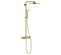 GROHE Euphoria SmartControl System 310 Cube, Colonne de douche avec mitigeur thermostatique (Tête de douche 310mm à 2 jets, Douchette 3 Jets, Flexible 1,75m), Gold Brossé, 26507GN0