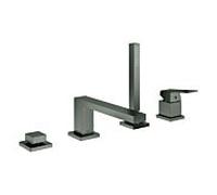 Grohe Eurocube combiné de bain 4 trous à une main, saillie 220mm, avec ensemble de douche, montage sur bord de baignoire, 19897AL1, Couleur: graphite dur brossé