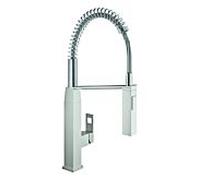 Grohe Eurocube mélangeur de cuisine 31395DC0 supersteel, bec en C, avec douche professionnelle