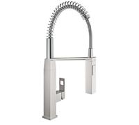Grohe Eurocube mélangeur de cuisine 31395DC0 supersteel, bec en C, avec douche professionnelle
