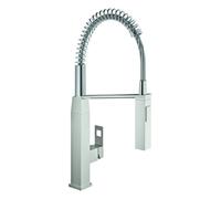 GROHE Eurocube Mitigeur monocommandé pour évier, saillie 234mm, orientable, avec douchette professionnelle, 31395DC0, Couleur: acier super