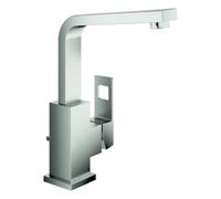 Grohe Eurocube Mitigeur monocommandé pour lavabo, L-Size, vidage à tirette, orientable, saillie 150mm, 23135DC0, Couleur: acier super