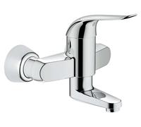 GROHE Mitigeur lavabo mural Euroeco Special 32770000 Chrome – saillie 157 mm, avec limiteur