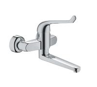 GROHE Mitigeur de lavabo mural Euroeco 32793000 StarLight Chrome – bec orientable, saillie 256 mm