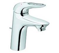 Grohe Eurostyle Mitigeur monocommandé pour lavabo, S-Size, saillie 110mm, vidage à tirette, EcoMode, manette ouverte, 23374003, Couleur: chrome
