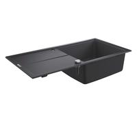 Évier intégré Grohe K400 composite 31641AP0 1000x500mm, 1 bac avec égouttoir, granit noir