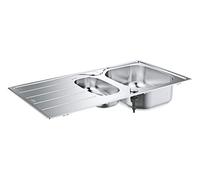 GROHE Évier de cuisine 1,5 bacs avec égouttoir cuve et moyen, K300, réversible, 97 x 50 x 17 cm, acier inoxydable chromé, 31564SD1 (Import Allemagne)
