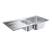 K400 Evier à encastrer 965 x 500mm avec une cuve + vide sauce + égouttoir réversible, Acier inoxydable (31567SD0)