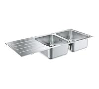 Grohe évier encastré 31588SD1 116x50cm, en saillie ou à fleur, 2 bols, acier inoxydable