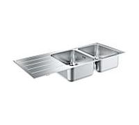 Grohe évier encastré 31588SD1 116x50cm, en saillie ou à fleur, 2 bols, acier inoxydable