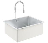 GROHE Evier inox 55x45 cm + Mitigeur de cuisine Get chrome avec douchette